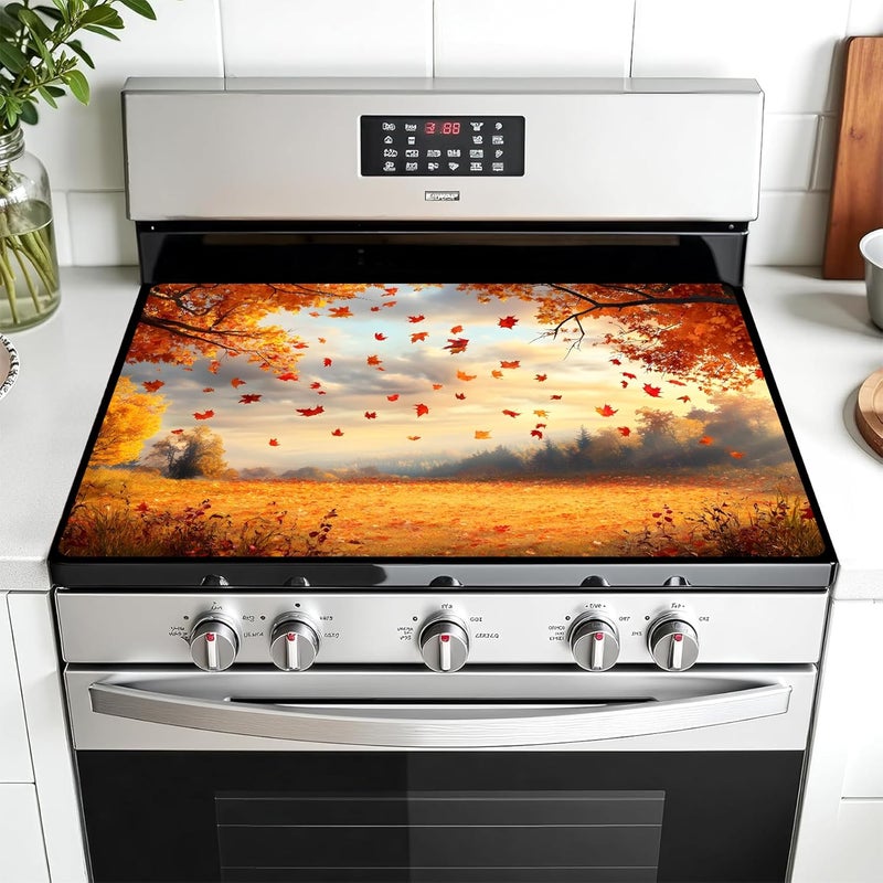 AOHMPT Multi-Design Stove Top Cover for Glass/Electric Stoves - 3-in-1 Heat-Resistant Protector Mat, Non-Slip Drying Rack 28"x20" - Image 1